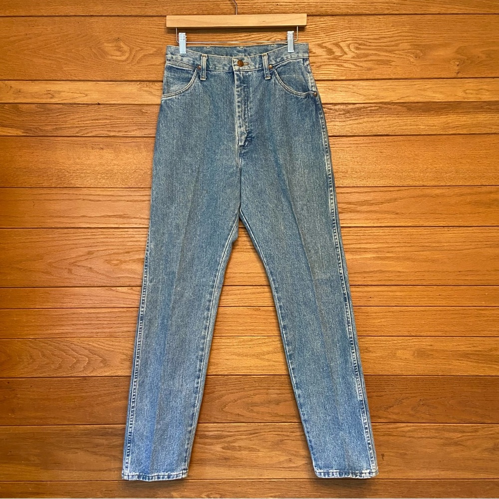 Vintage Wrangler light wash flat back jeans